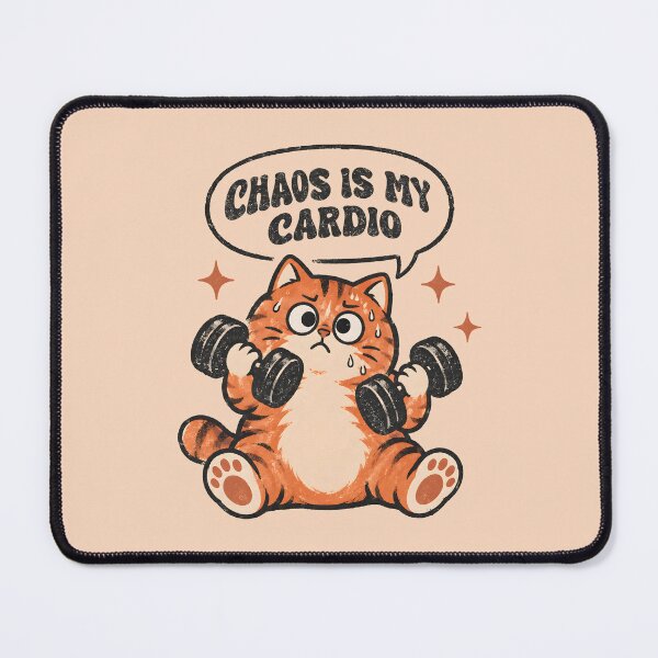 Item preview, Funny Cat Gym Chaos Is My Cardio Retro Workout Cat Vintage Fitness Humor designed and sold by Chonkz.