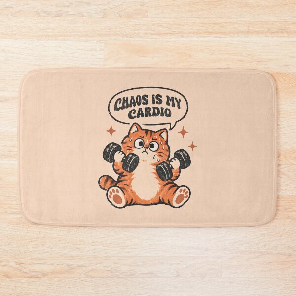 Item preview, Funny Cat Gym Chaos Is My Cardio Retro Workout Cat Vintage Fitness Humor designed and sold by Chonkz.