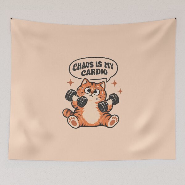 Item preview, Funny Cat Gym Chaos Is My Cardio Retro Workout Cat Vintage Fitness Humor designed and sold by Chonkz.