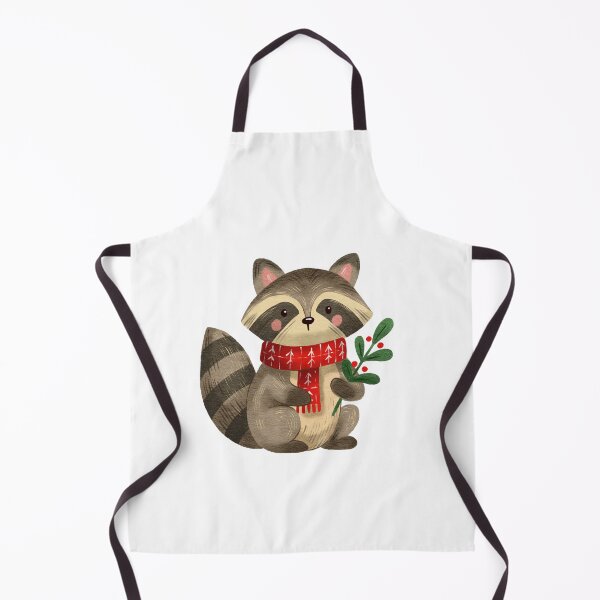 Item preview, Cute raccoon holding a sprig of holly, wearing a red scarf during winter season designed and sold by Ms. Iryna.
