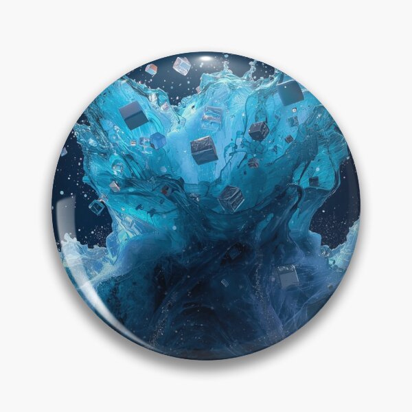 Item preview, Turquoise Water Explosion with Floating Cubes – Dynamic Ocean Wave Abstract Art designed and sold by fbtrisha.