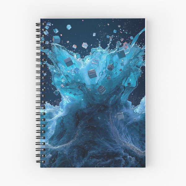 Item preview, Turquoise Water Explosion with Floating Cubes – Dynamic Ocean Wave Abstract Art designed and sold by fbtrisha.
