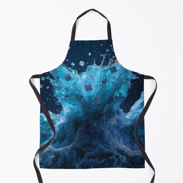 Item preview, Turquoise Water Explosion with Floating Cubes – Dynamic Ocean Wave Abstract Art designed and sold by fbtrisha.