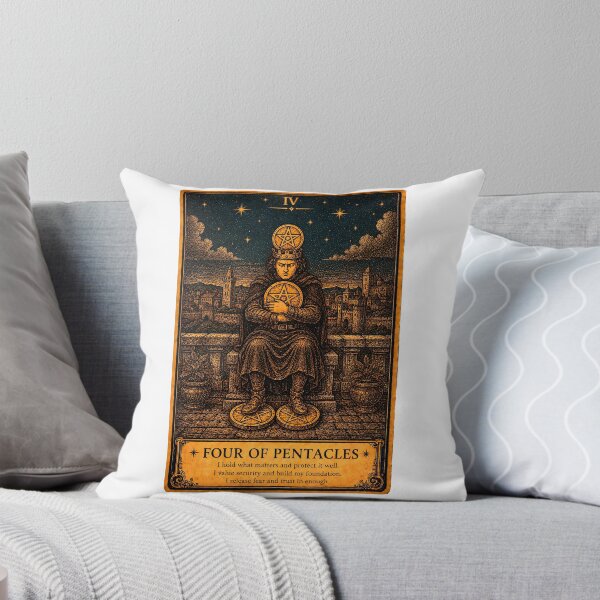 Item preview, Four of Pentacles Tarot Card - Stability & Material Control Illustration designed and sold by ArcanaAbsolute.