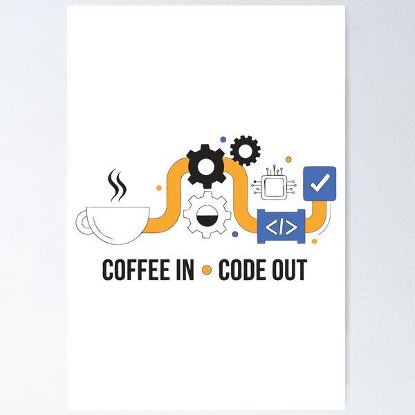Item preview, Coffee In Code Out Funny Programmer Coding Coffee T-Shirt designed and sold by Design-Pro-21.