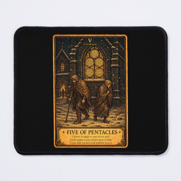 Item preview, Five of Pentacles Tarot Card - Hardship, Resilience & Hope Art designed and sold by ArcanaAbsolute.