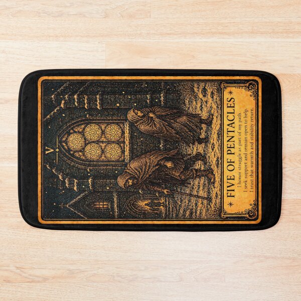 Item preview, Five of Pentacles Tarot Card - Hardship, Resilience & Hope Art designed and sold by ArcanaAbsolute.