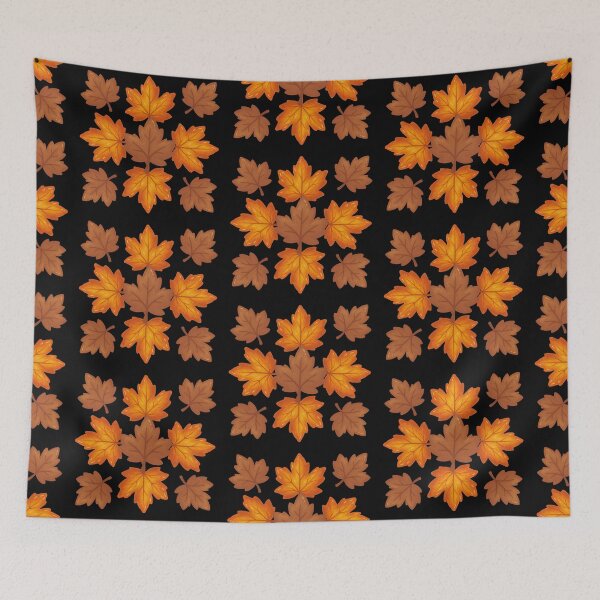Item preview, Black Background Vintage Autumn Leaves Seamless Pattern Art designed and sold by ​Jyoti Digital Artist.