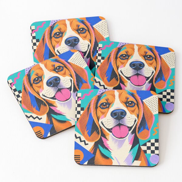 Item preview, 80s Memphis Beagle – Colorful Retro Dog Pop Art designed and sold by Jandedan.