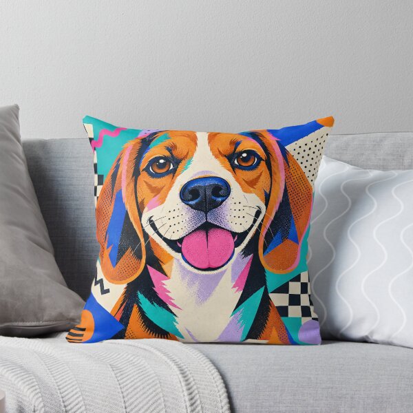 Item preview, 80s Memphis Beagle – Colorful Retro Dog Pop Art designed and sold by Jandedan.