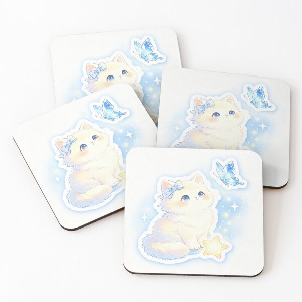 Item preview, Cream cat sits on a sparkling star. designed and sold by pin-upgirls9.