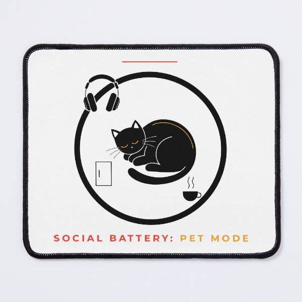 Item preview, Social Battery Pet Mode Funny Black Cat Introvert T-Shirt designed and sold by Design-Pro-21.