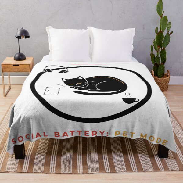 Item preview, Social Battery Pet Mode Funny Black Cat Introvert T-Shirt designed and sold by Design-Pro-21.