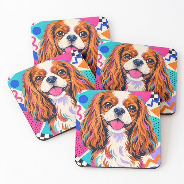 Item preview, 80s Memphis Cavalier King Charles Spaniel – Retro Dog Pop Art designed and sold by Jandedan.