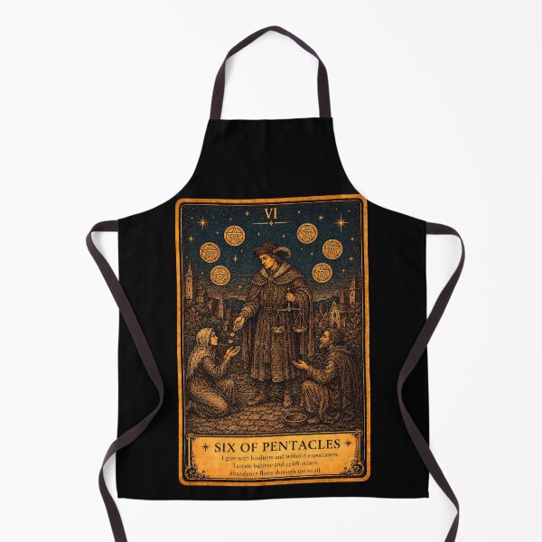 Item preview, Six of Pentacles Tarot Card - Generosity & Abundance Art designed and sold by ArcanaAbsolute.