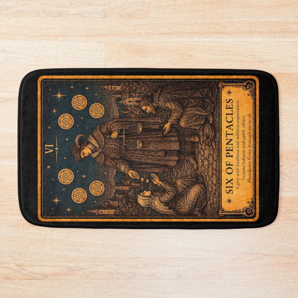 Item preview, Six of Pentacles Tarot Card - Generosity & Abundance Art designed and sold by ArcanaAbsolute.