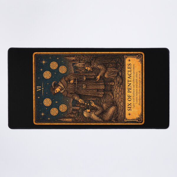 Item preview, Six of Pentacles Tarot Card - Generosity & Abundance Art designed and sold by ArcanaAbsolute.