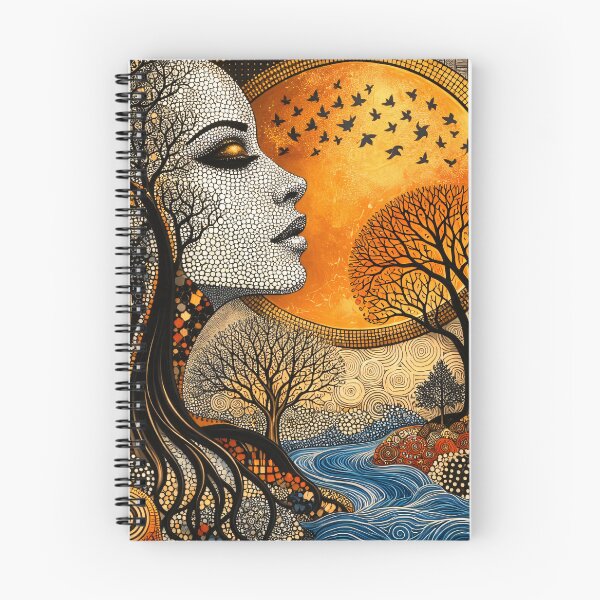 Item preview, Woman and Trees Under Golden Sun – Boho Abstract Nature Art Print designed and sold by Kaleidoscope Print.
