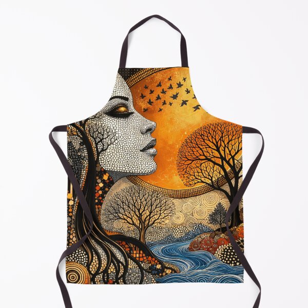 Item preview, Woman and Trees Under Golden Sun – Boho Abstract Nature Art Print designed and sold by Kaleidoscope Print.