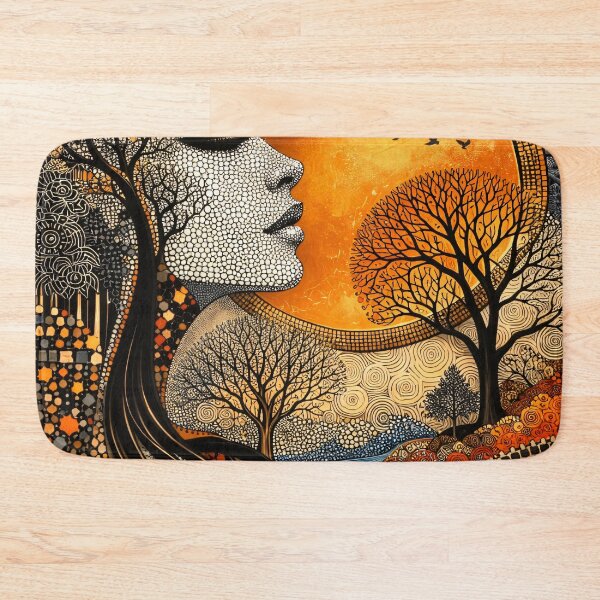 Item preview, Woman and Trees Under Golden Sun – Boho Abstract Nature Art Print designed and sold by Kaleidoscope Print.