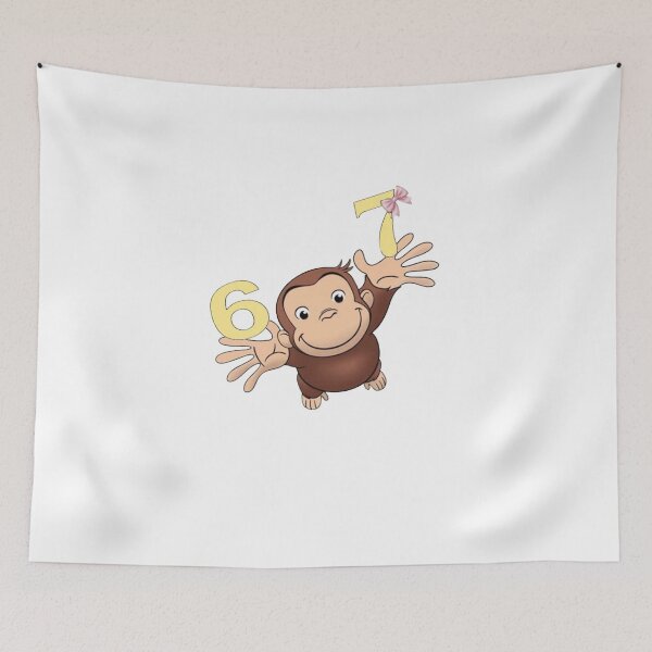 Item preview, Curious George 6th Birthday Cute Monkey Kids Party Character Design designed and sold by VelourEmber.