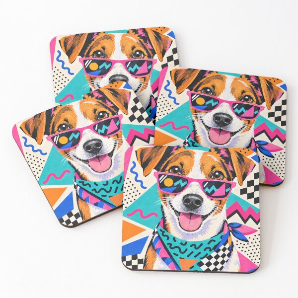 Item preview, 80s Memphis Jack Russell Terrier – Colorful Retro Dog Pop Art designed and sold by Jandedan.