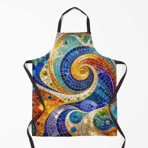 Item preview, Colorful Gaudi Inspired Mosaic Spiral Swirls and Sun Art Print designed and sold by GrinGalore.