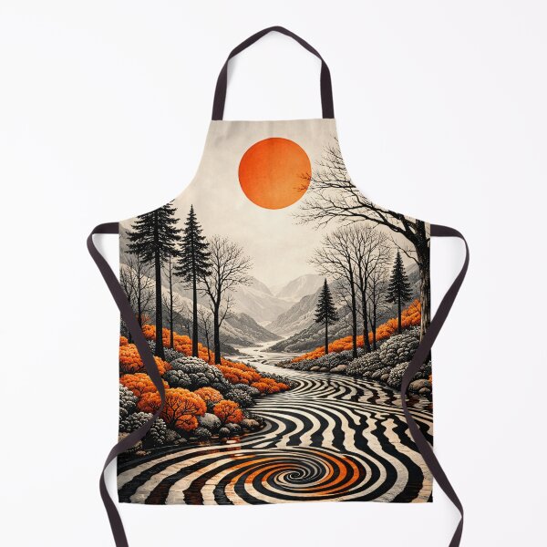 Item preview, Orange Sun Over Abstract Mountain Valley – Graphic Nature Landscape Art Print designed and sold by Kaleidoscope Print.