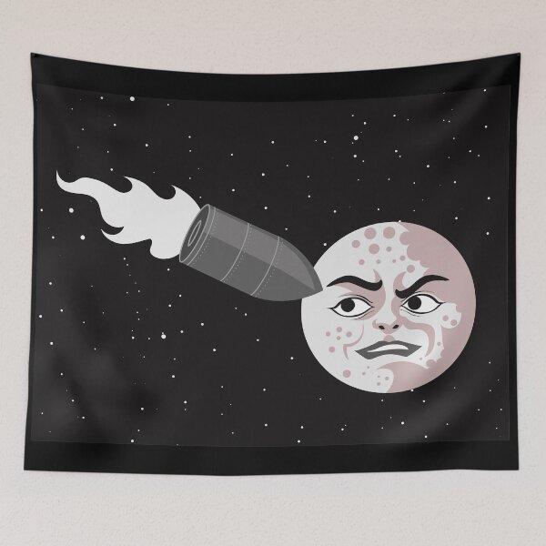 Item preview, vintage rocket preparing to land on the face of the moon designed and sold by matintheworld ( delcarmat ).