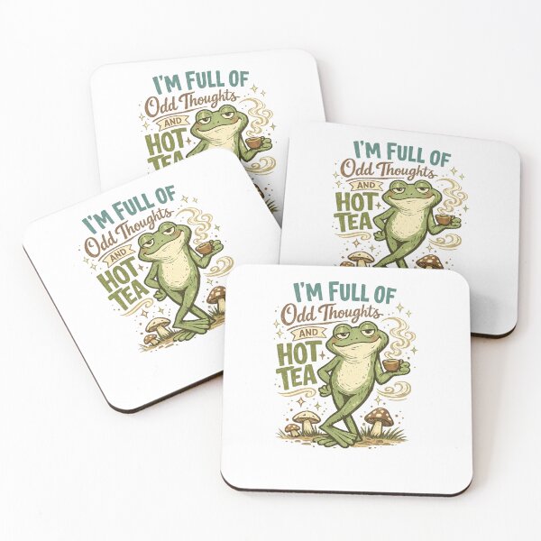 Item preview, I'm Full of Odd Thoughts and Hot Tea Funny Frog Cottagecore Art Design designed and sold by inkoutninja.