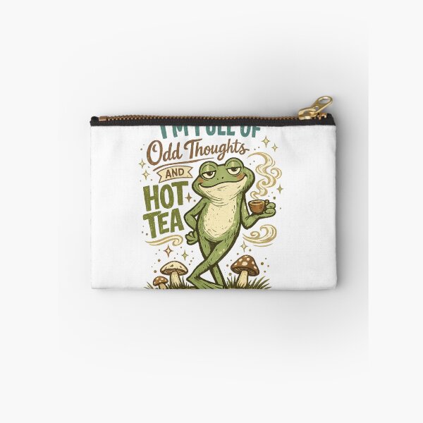 Item preview, I'm Full of Odd Thoughts and Hot Tea Funny Frog Cottagecore Art Design designed and sold by inkoutninja.