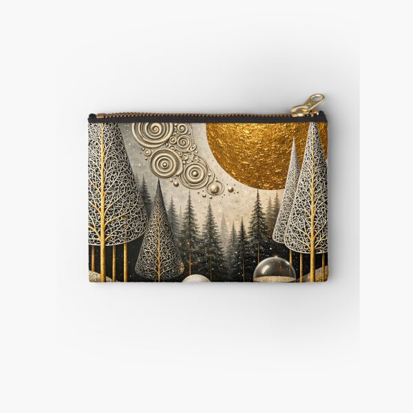 Item preview, Golden Moon and Filigree Trees – Surreal Luxury Forest Fantasy Art Print designed and sold by Kaleidoscope Print.