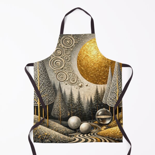 Item preview, Golden Moon and Filigree Trees – Surreal Luxury Forest Fantasy Art Print designed and sold by Kaleidoscope Print.
