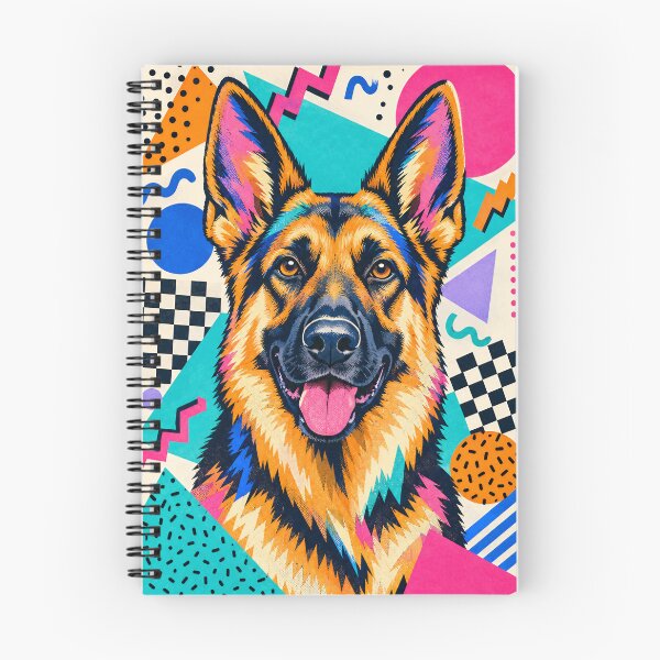 Item preview, 80s Memphis German Shepherd – Colorful Retro Dog Pop Art designed and sold by Jandedan.