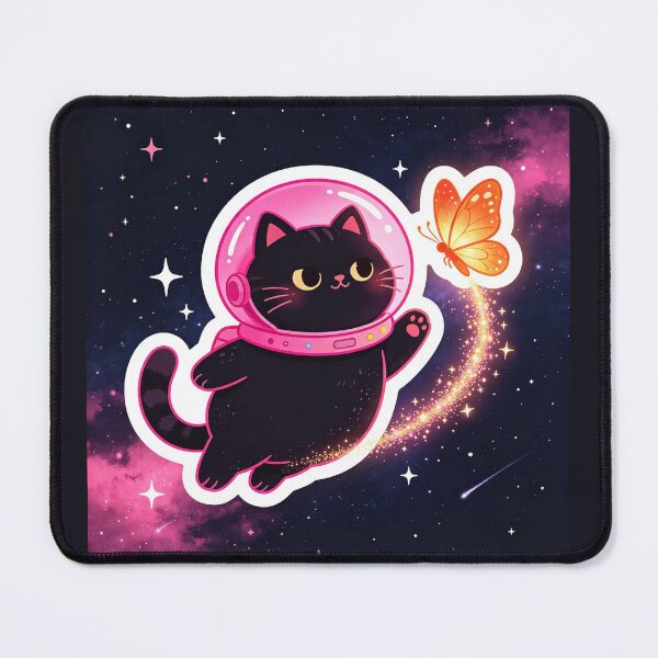 Item preview, Black cat and neon pink space hat designed and sold by pin-upgirls9.