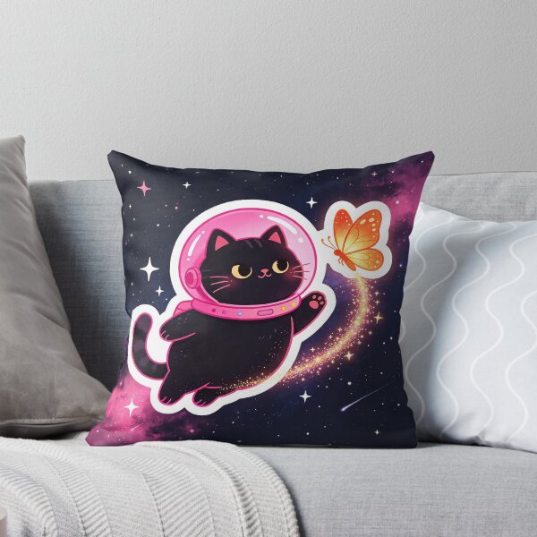 Item preview, Black cat and neon pink space hat designed and sold by pin-upgirls9.