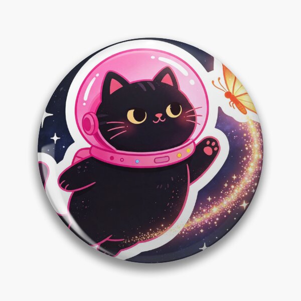 Item preview, Black cat and neon pink space hat designed and sold by pin-upgirls9.