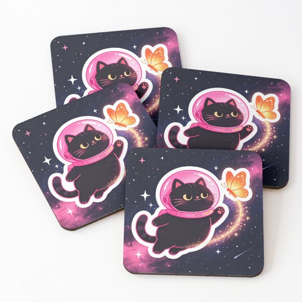 Item preview, Black cat and neon pink space hat designed and sold by pin-upgirls9.