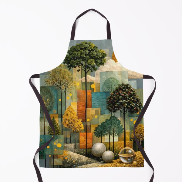 Item preview, Golden Sun and Geometric Forest – Modern Abstract Botanical Landscape Art Print designed and sold by Kaleidoscope Print.
