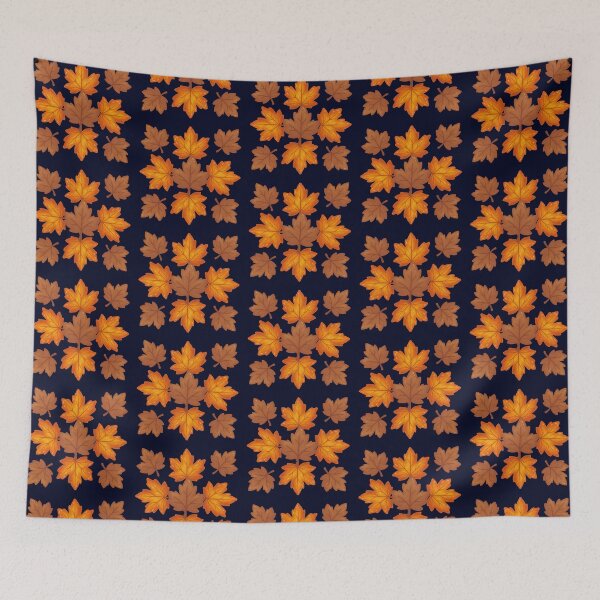 Item preview, Midnight Blue Background Vintage Autumn Leaves Seamless Pattern Art designed and sold by ​Jyoti Digital Artist.
