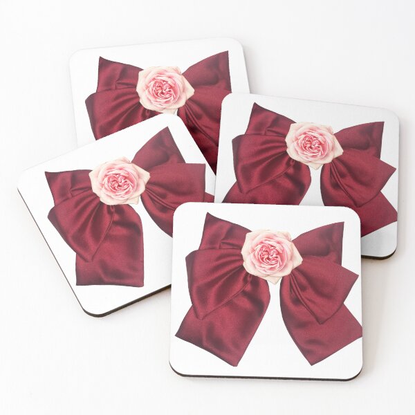 Item preview, Elegant Coquette Maroon Bow with Pink Rose Aesthetic designed and sold by Azmatdesigner.