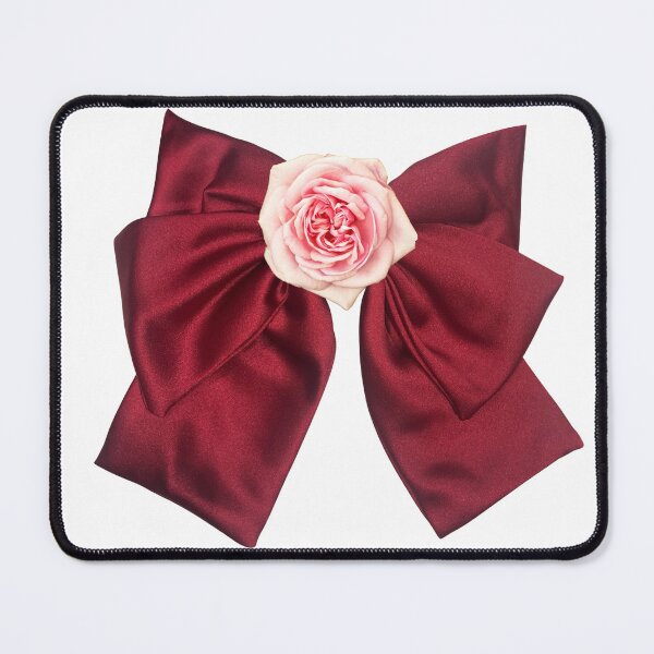 Item preview, Elegant Coquette Maroon Bow with Pink Rose Aesthetic designed and sold by Azmatdesigner.