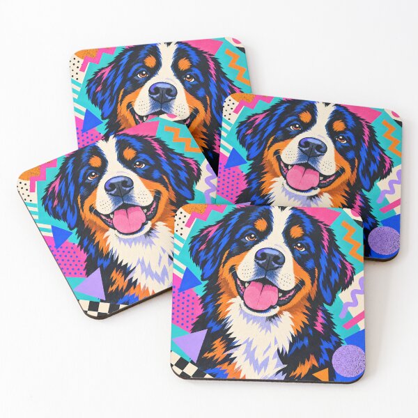 Item preview, 80s Memphis Bernese Mountain Dog – Colorful Retro Dog Pop Art designed and sold by Jandedan.