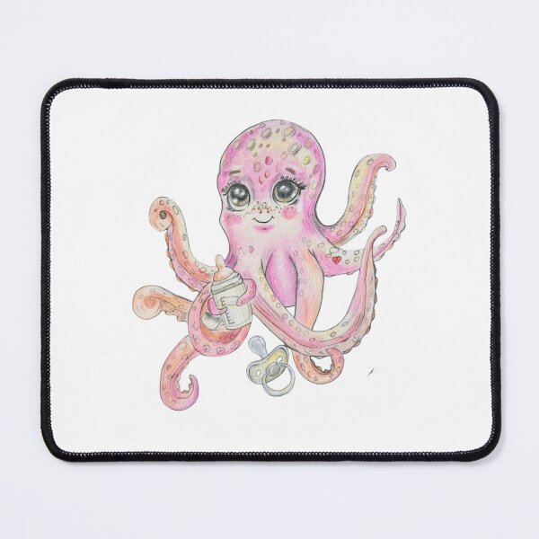 Item preview, Cute baby octopus with baby bottle & pacifier – Hand-drawn designed and sold by alilu-art .