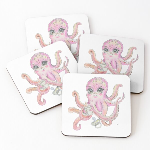 Item preview, Cute baby octopus with baby bottle & pacifier – Hand-drawn designed and sold by alilu-art .