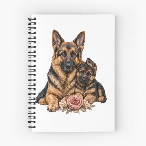 Item preview, A portrait of a German Shepherd and her puppy designed and sold by GoodPlaceToShop.