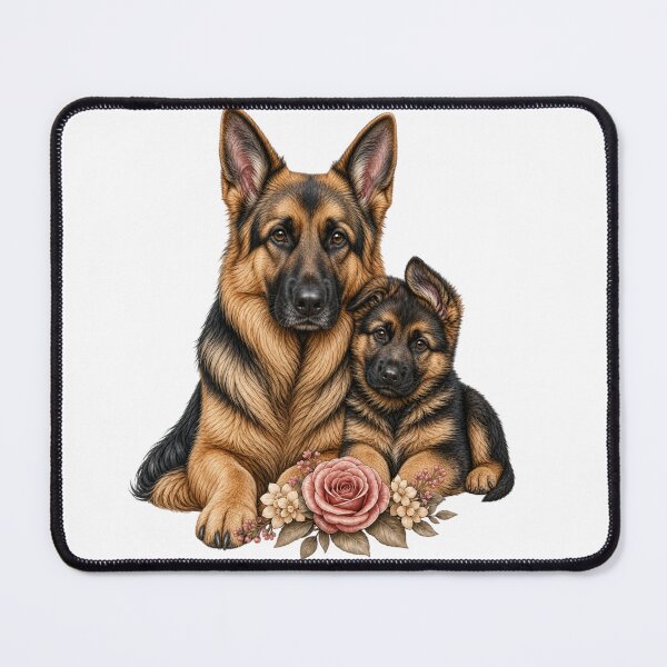 Item preview, A portrait of a German Shepherd and her puppy designed and sold by GoodPlaceToShop.