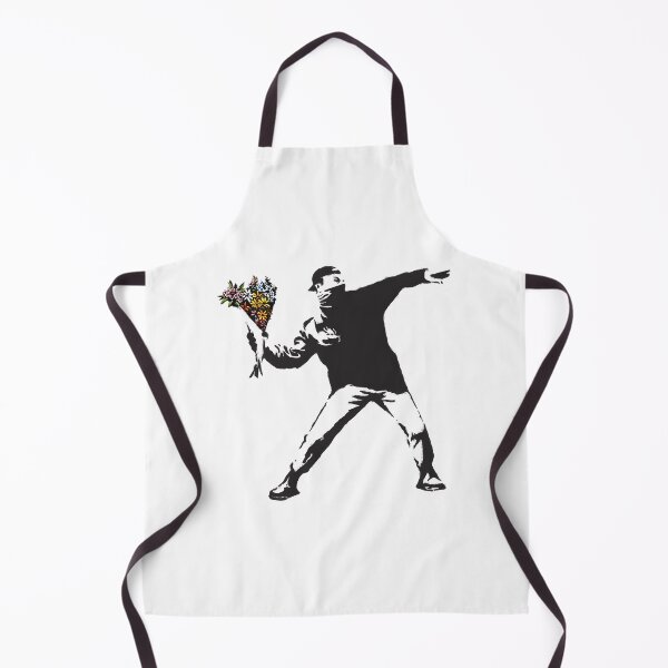 Item preview, Banksy Inspired Graffiti Art Featuring Anarchist Flower Thrower with Make Art Not War Message on Black Background designed and sold by richard143.