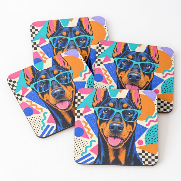 Item preview, 80s Memphis Doberman – Colorful Retro Dog Pop Art designed and sold by Jandedan.