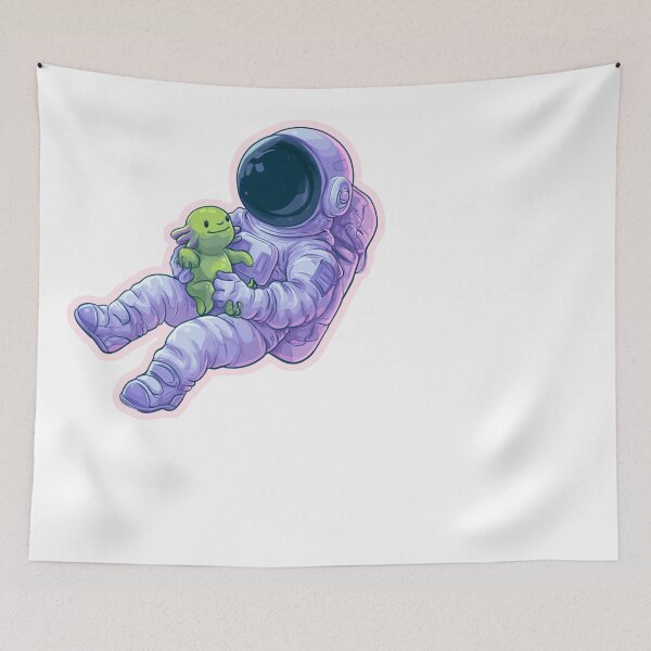 Item preview, Spaceman with Little Green Alien Friend designed and sold by NicolasGlowArt.